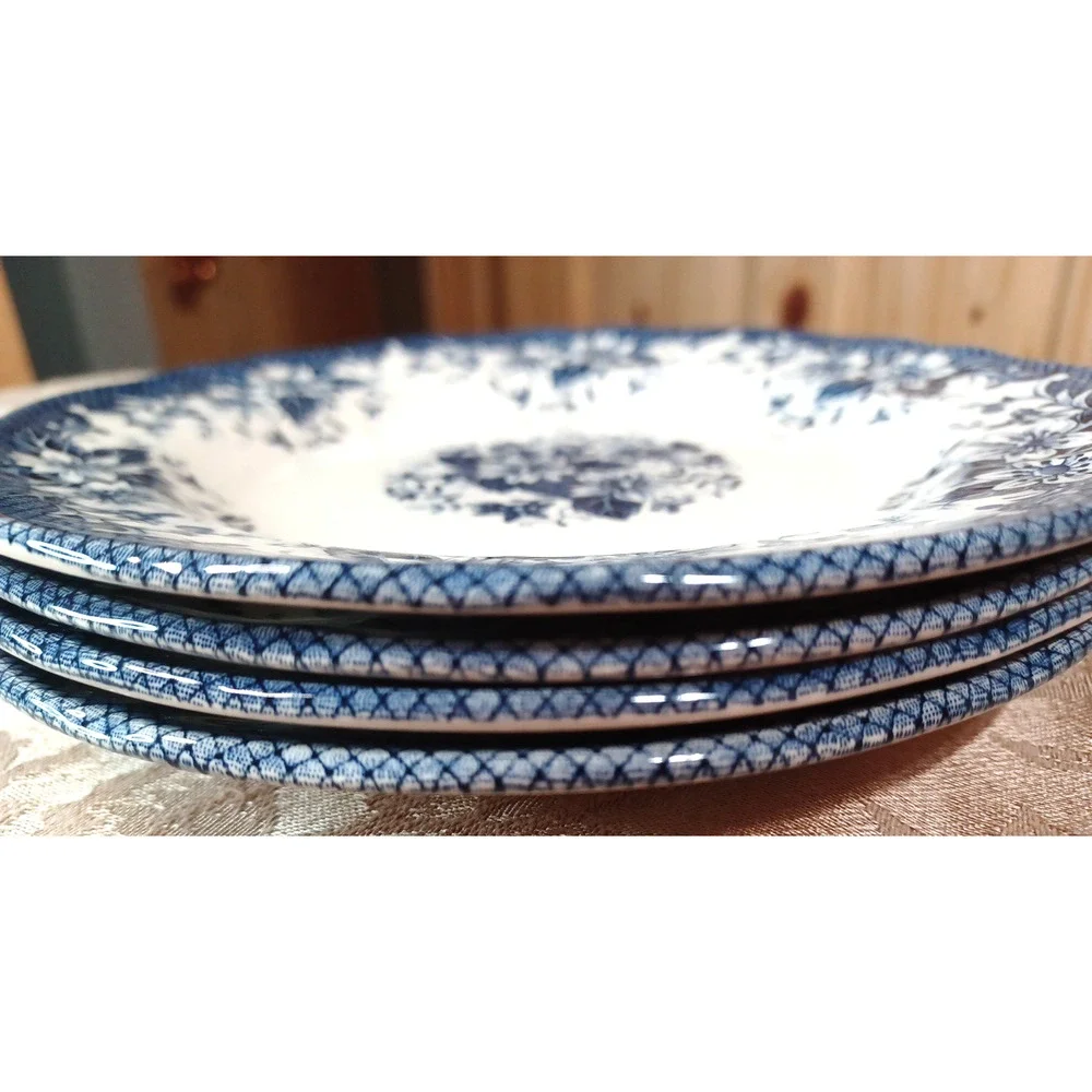 4 Clayton Blue White French English Country Cottage 7 1/2